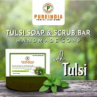 PUREINDIA Handmade TULSI Anti ageing Soap, Pack of 5(100gm) for Brighten complexion, Oil Control, Acne and Blackheads.-thumb4