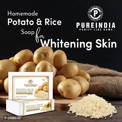 PureindiaPotato Rice Soap Handmade for Reduces Tanning  Pigmentation Dark Spots-Minimizes Open Pores-Removes Impurities, 100gm Pack-2-thumb3