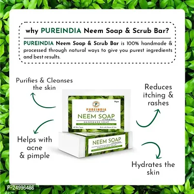 Pureindia Handmade Neem Purifying Soap  Scrub Bar - Pack of 3-thumb4
