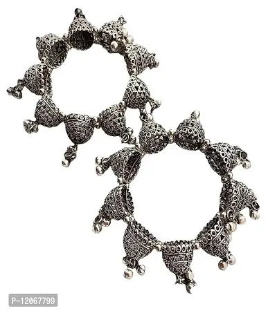 Fashly Jewellery Oxidised Silver Adjustable 1 Pair Bangle Bracelet Women and Girls-thumb0