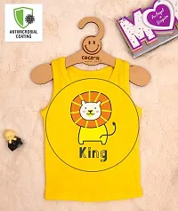 Cocoon Organics 100% Cotton Fabric Chest Lion Printed Sleeveless Sando Vest and Round Neck for Baby (4-5 Years, Yellow)-thumb3