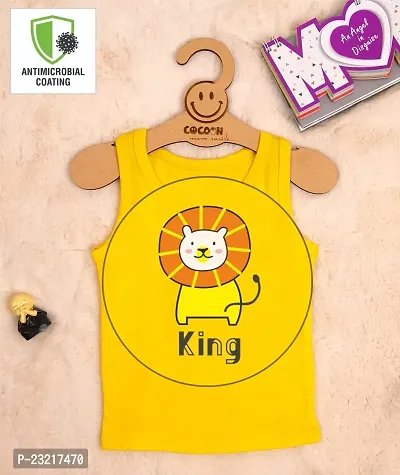 Cocoon Organics 100% Cotton Fabric Chest Lion Printed Sleeveless Sando Vest and Round Neck for Baby (4-5 Years, Yellow)-thumb4