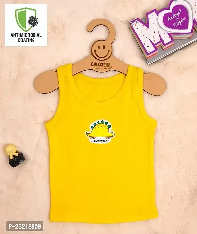 Cocoon Organics 100% Cotton Fabric Chest Turtle Printed Sleeveless Sando Vest and Round Neck for Baby (4-5 Years, Yellow)-thumb2