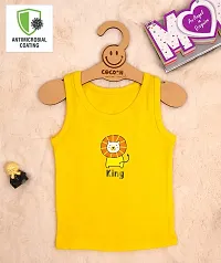 Cocoon Organics 100% Cotton Fabric Chest Lion Printed Sleeveless Sando Vest and Round Neck for Baby (4-5 Years, Yellow)-thumb1