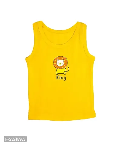 Cocoon Organics 100% Cotton Fabric Chest Lion Printed Sleeveless Sando Vest and Round Neck for Baby (7-8 Years, Yellow)