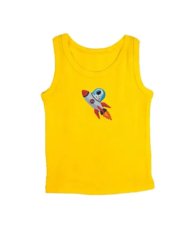 Cocoon Organics 100% Fabric Chest Rocket Sleeveless Sando Vest and Round Neck for Baby Boys