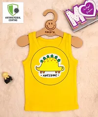 Cocoon Organics 100% Cotton Fabric Chest Turtle Printed Sleeveless Sando Vest and Round Neck for Baby (6-7 Years, Yellow)-thumb3