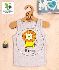 Cocoon Organics 100% Cotton Fabric Chest Lion Printed Sleeveless Sando Vest and Round Neck for Baby-thumb3