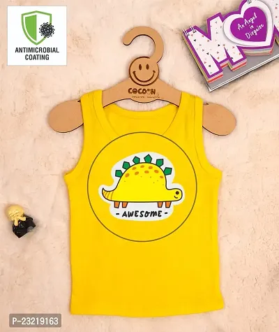 Cocoon Organics 100% Cotton Fabric Chest Turtle Printed Sleeveless Sando Vest and Round Neck for Baby (9-12 Months, Yellow)-thumb4