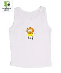 Cocoon Organics 100% Cotton Fabric Chest Lion Printed Sleeveless Sando Vest and Round Neck for Baby (5-6 Years, White)-thumb1