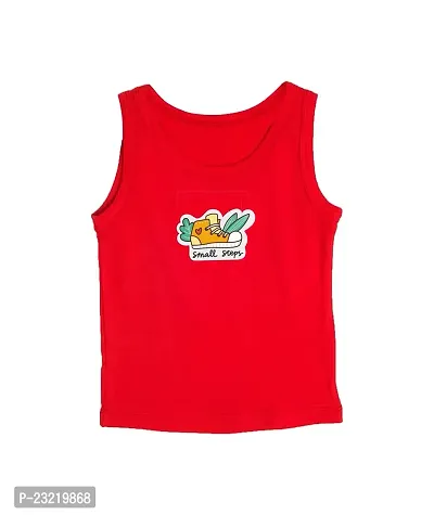 Cocoon Organics Cotton Fabric Chest Shoe Printed Sleeveless Sando Vest and Round Neck for Baby Boys (0-3 Months, Red)