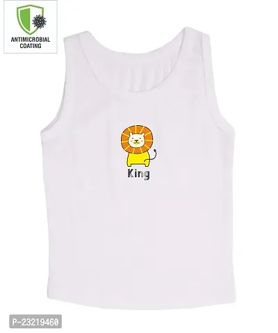 Cocoon Organics 100% Cotton Fabric Chest Lion Printed Sleeveless Sando Vest and Round Neck for Baby-thumb2