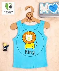 Cocoon Organics 100% Cotton Fabric Chest Lion Printed Sleeveless Sando Vest and Round Neck for Baby-thumb2