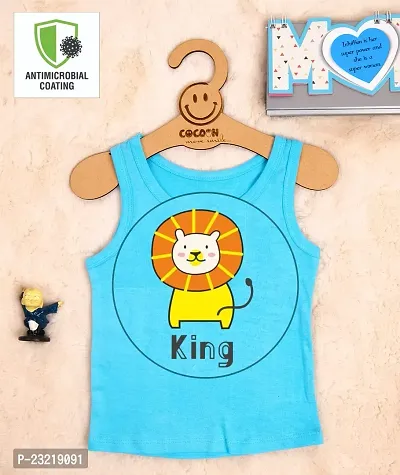 Cocoon Organics 100% Cotton Fabric Chest Lion Printed Sleeveless Sando Vest and Round Neck for Baby-thumb3