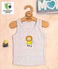 Cocoon Organics 100% Cotton Fabric Chest Lion Printed Sleeveless Sando Vest and Round Neck for Baby-thumb1