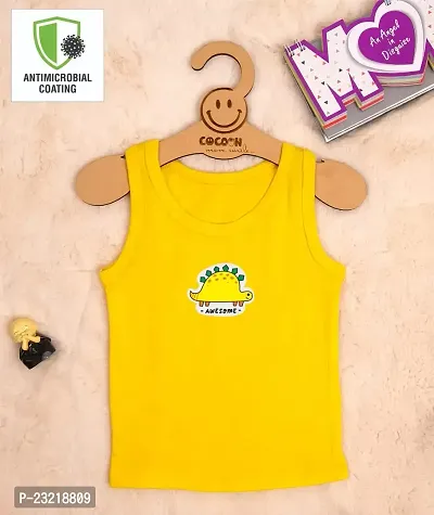 Cocoon Organics 100% Cotton Fabric Chest Turtle Printed Sleeveless Sando Vest and Round Neck for Baby (3-6 Months, Yellow)-thumb2