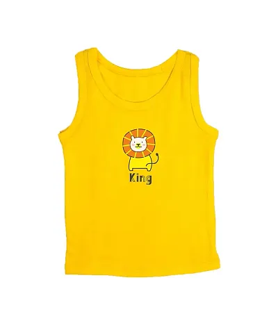 Cocoon Organics 100% Fabric Chest Lion Sleeveless Sando Vest and Round Neck for Baby (4-5 Years, Yellow)