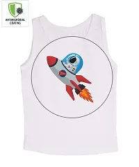 Cocoon Organics 100% Cotton Fabric Chest Rocket Printed Sleeveless Sando Vest and Round Neck for Baby Boys White-thumb3