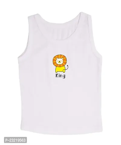 Cocoon Organics 100% Cotton Fabric Chest Lion Printed Sleeveless Sando Vest and Round Neck for Baby (2-3 Years, White)