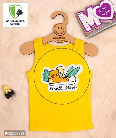 Cocoon Organics Cotton Fabric Chest Shoe Printed Sleeveless Sando Vest and Round Neck for Baby Boys (9-12 Months, Yellow)-thumb4