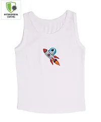 Cocoon Organics 100% Cotton Fabric Chest Rocket Printed Sleeveless Sando Vest and Round Neck for Baby Boys-thumb1