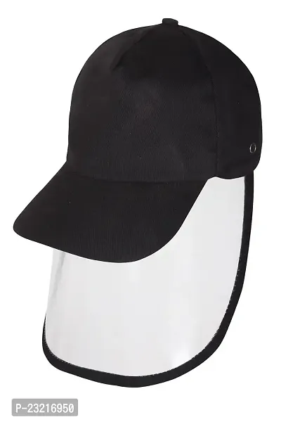 Cocoon Organics Cap-Shield For Parents, Cotton Cap With Detachable Faceshield Cover For Complete Face-Protection - Black (One size)-thumb0