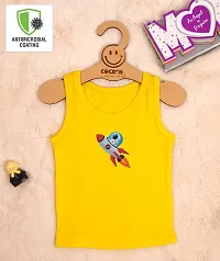 Cocoon Organics 100% Cotton Fabric Chest Rocket Printed Sleeveless Sando Vest and Round Neck for Baby Boys-thumb1