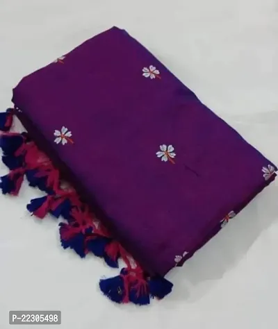 Latest Handloom Khadi Cotton Seuli Flower embroidered Design Saree With BP-thumb0