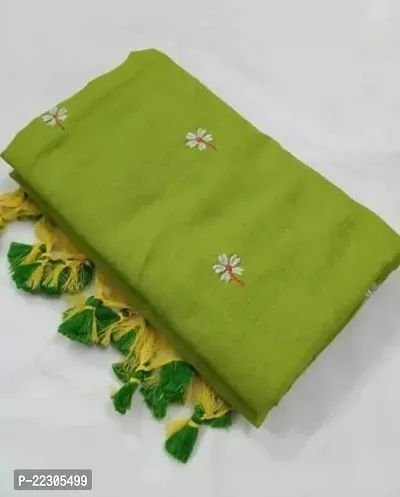 Latest Handloom Khadi Cotton Seuli Flower embroidered Design Saree With BP