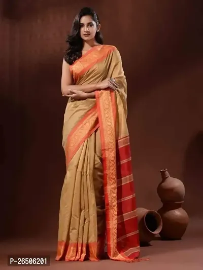 Stylish Handloom Cotton Silk Saree With BP-thumb0