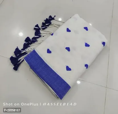 Stylish Handloom Cotton Love Motive embroidered Saree With BP