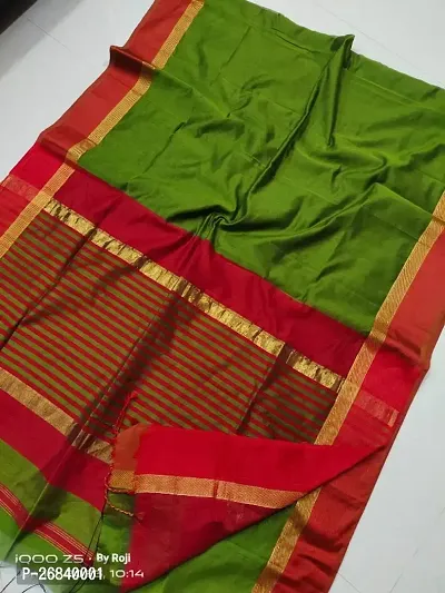 Stylish Handloom Cotton Silk Saree With Blouse Piece