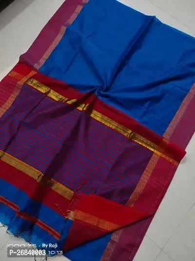 Stylish Handloom Cotton Silk Saree With Blouse Piece