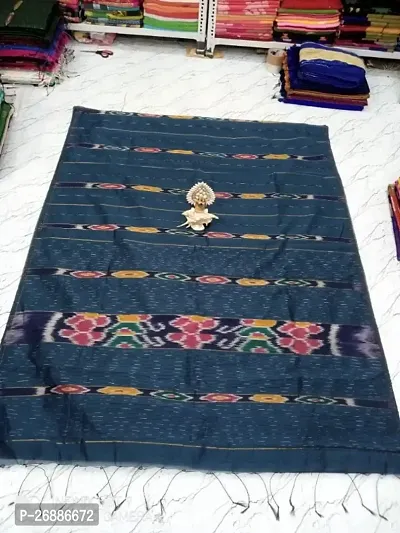 Stylish Handloom Cotton Silk Kotki Work Saree With Blouse Piece
