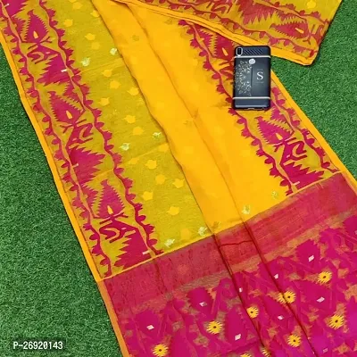 Stylish Handloom Cotton Blended Dhakai Jamdani Saree Without BP