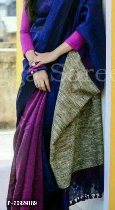 Stylish Handloom Cotton Silk Gicha Pallu Saree With BP