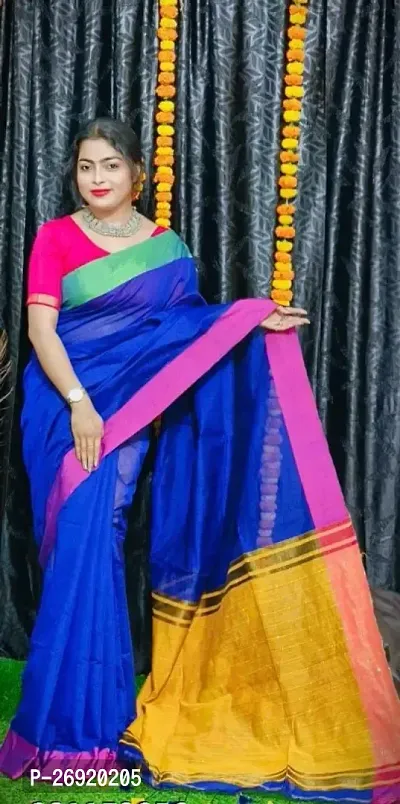 Classic Cotton Silk Saree with Blouse piece for women-thumb0