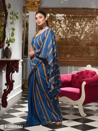 Stylish Handloom Khadee Cotton Allover Stripe Saree With BP-thumb0