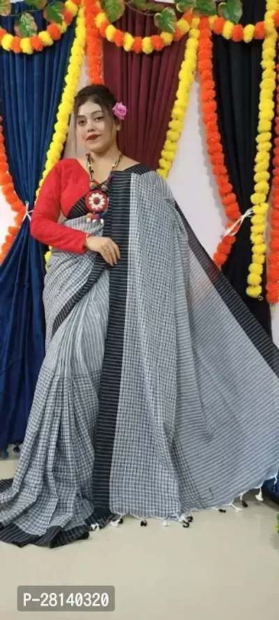 Stylish Handloom Cotton Saree With Blouse
