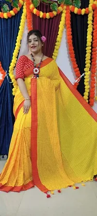 New In Cotton Saree with Blouse piece