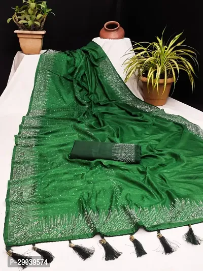 Elegant Green Georgette Beads and Stones Saree with Blouse Piece-thumb0