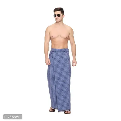 Small Check Comfortable Unstitched Lungi in 2 Meter Pack of 2-thumb4