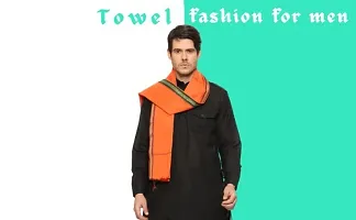 Pure Cotton Stylish Mens Stoles towel Large size Soft and comfortable for Bathing Bhagwa Gamcha Modi Style Orange colour size 180*85cm Pack of 1-thumb4