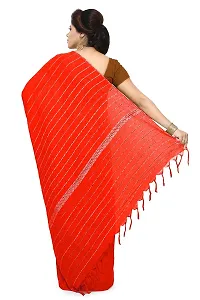 tant ghar Women's Cotton Saree (Orange)-thumb1