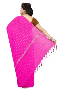 Tant Ghar Women's Cotton Normal khesh Saree with printed blouse(PINK)5N-thumb1