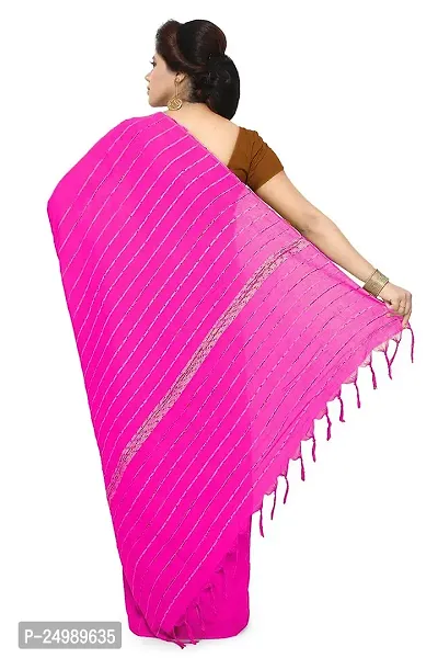 Tant Ghar Women's Cotton Normal khesh Saree with printed blouse(PINK)5N-thumb2