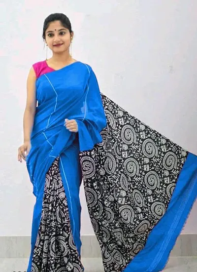 New In Cotton Saree with Blouse piece 