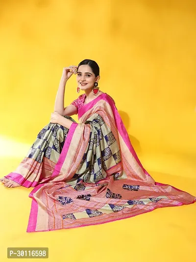 Beautiful Chiffon Woven Design Sarees With Blouse Piece-thumb0