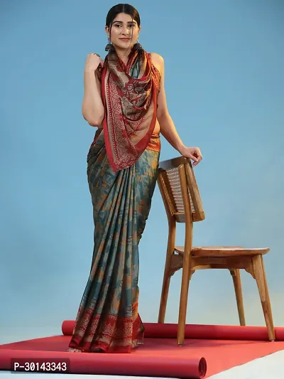 Stylish Chiffon Printed Sarees With Blouse Piece-thumb0