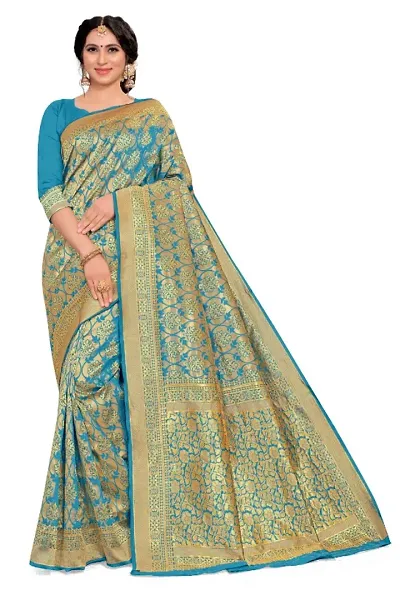 Woven Design Banarasi Art Silk Sarees with Blouse Piece